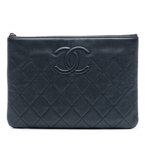Pre-Loved Chanel Medium CC Quilted Caviar O Case Clutch